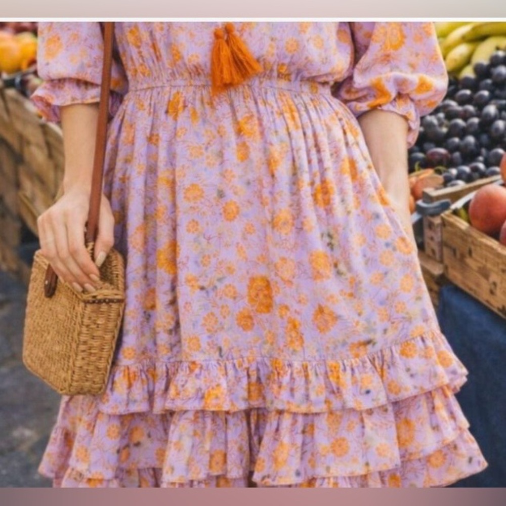 Easel Floral Tiered Ruffle Dress with Pockets - Pink & Orange
100% Rayon ED21972 - Picture 3 of 8